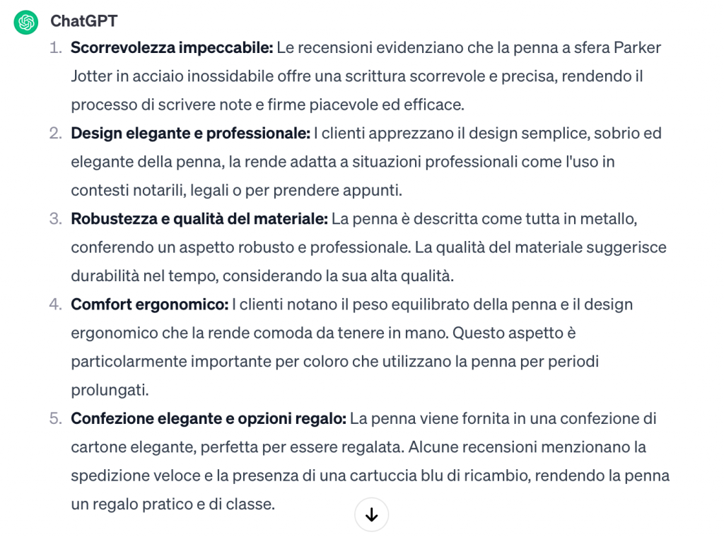 ChatGPT bullet points